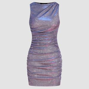 Cider Purple Ruched Asymmetrical Cocktail Dress